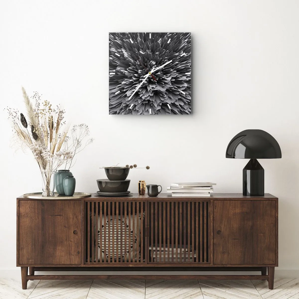 Horloge murale - Pendule murale - Structure abstraite en nuances de gris - 30x30cm - Ça ne peut pas être plus dur que ça - Décoration murale moderne pour le salon et la chambre ARTTOR