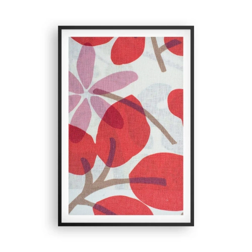 Affiche dans un cadre noir - Poster - Composition florale dans les roses - 61x91 cm