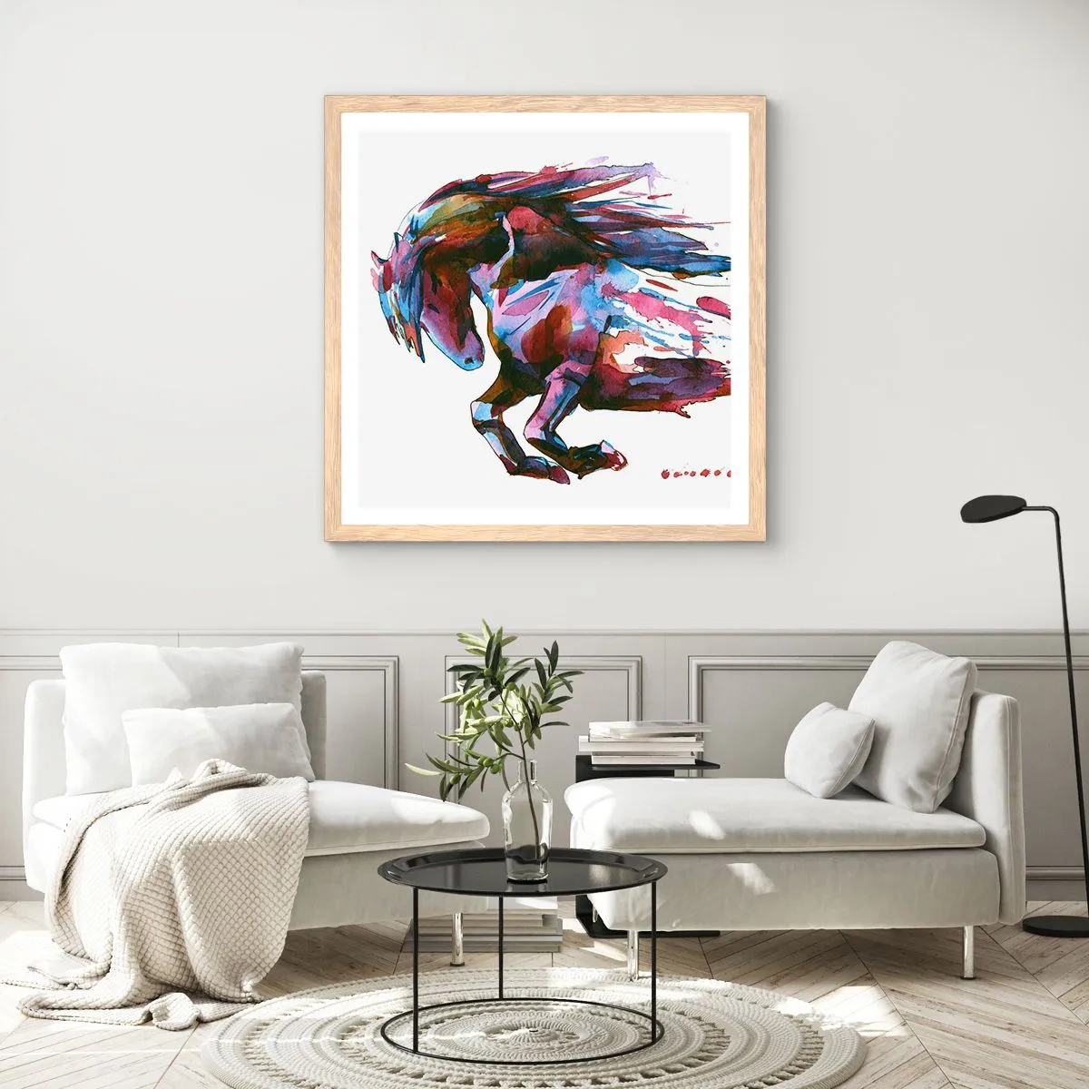 Affiche dans un chêne clair - Poster - Dans le ravissement - 40x40 cm