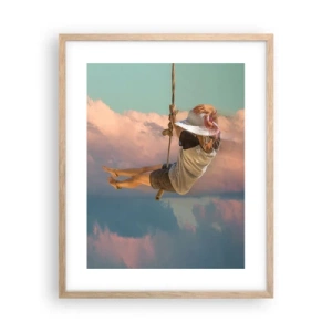 Affiche dans un chêne clair - Poster - S'amuser dans les nuages - 40x50 cm