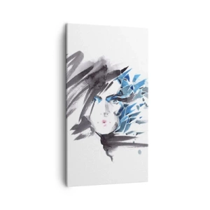 Impression sur toile - Image sur toile - Portrait sensuel en gris et bleu - 45x80 cm