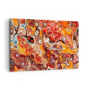 Impression sur toile - Image sur toile - Une composition abstraite dans des tons chauds de rouge, d'orange et de jaune. - 120x80cm - Si les noix fondaient dans du miel - Décoration murale moderne pour le salon et la chambre ARTTOR