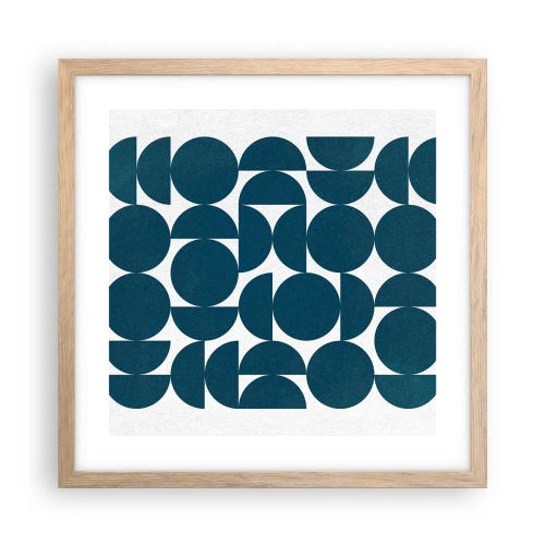 Affiche dans un chêne clair - Poster - Cercles et demi-cercles - 40x40 cm