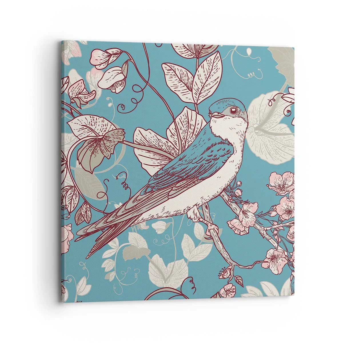 Impression sur toile - Image sur toile - Dans le bois blanc du rouge et de l'argent - 70x70 cm