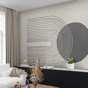 Papier Peint Photo Premium Sand - Abstraction minimaliste en noir et beige - 100x70cm - Tremblement et confiance - Décoration murale moderne pour le salon et la chambre ARTTOR