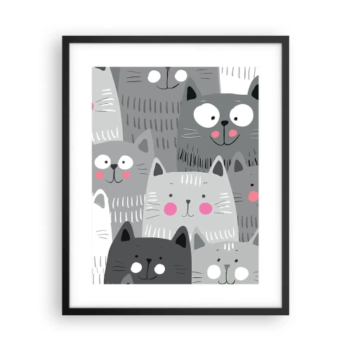 Affiche dans un cadre noir - Poster - Le monde des chats - 40x50 cm