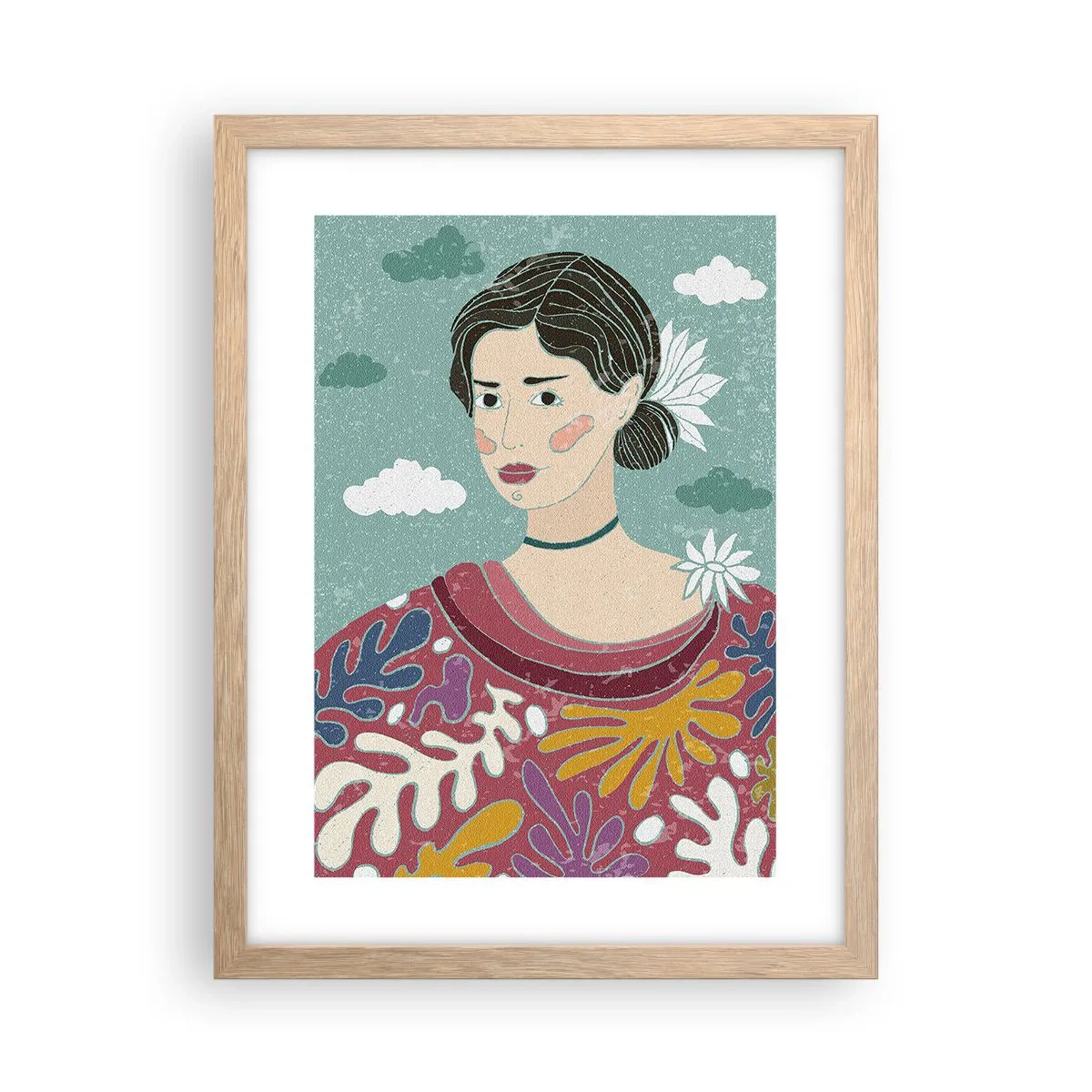 Affiche dans un chêne clair - Poster - Avec de la mélancolie dans les yeux - 30x40 cm