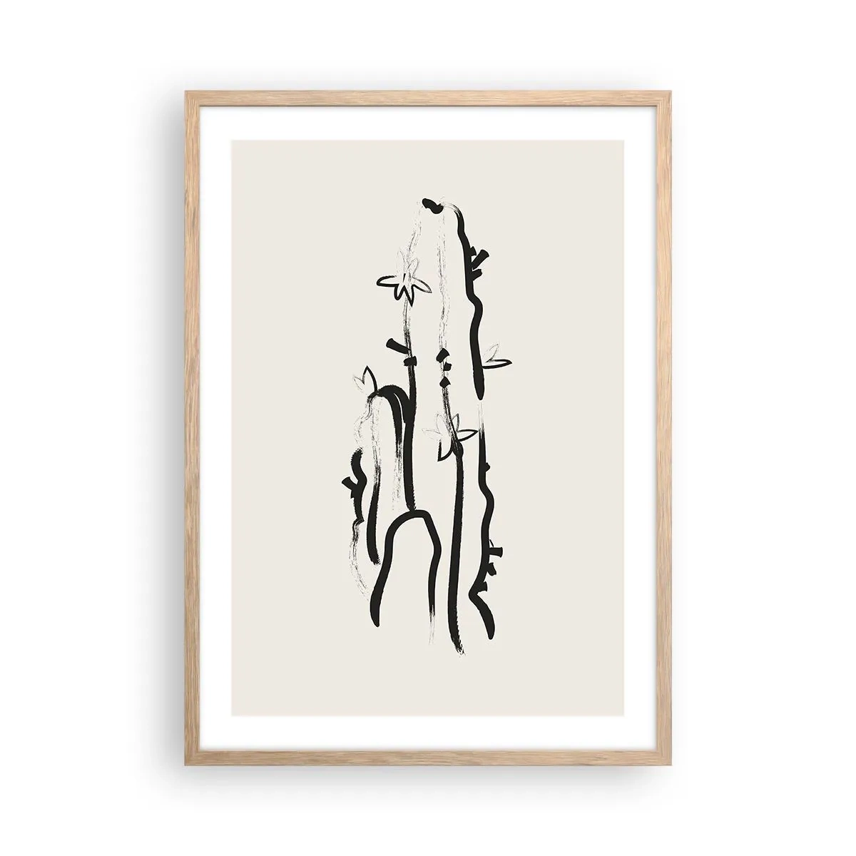 Affiche dans un chêne clair - Poster - Herbe à fleurs - 50x70 cm