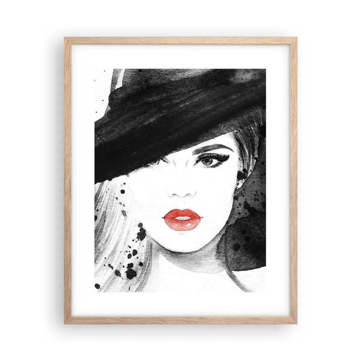 Affiche dans un chêne clair - Poster - Dame en noir - 40x50 cm