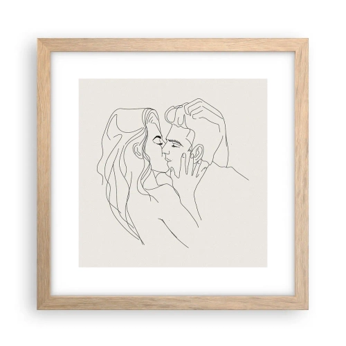 Affiche dans un chêne clair - Poster - Enlacé de sentiment - 30x30 cm