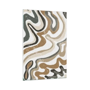 Impression sur verre - Image sur verre - Motifs terreux dans des tons de marron et de vert - 80x120cm - Méandres de couleurs de la terre - Décoration murale moderne pour le salon et la chambre ARTTOR