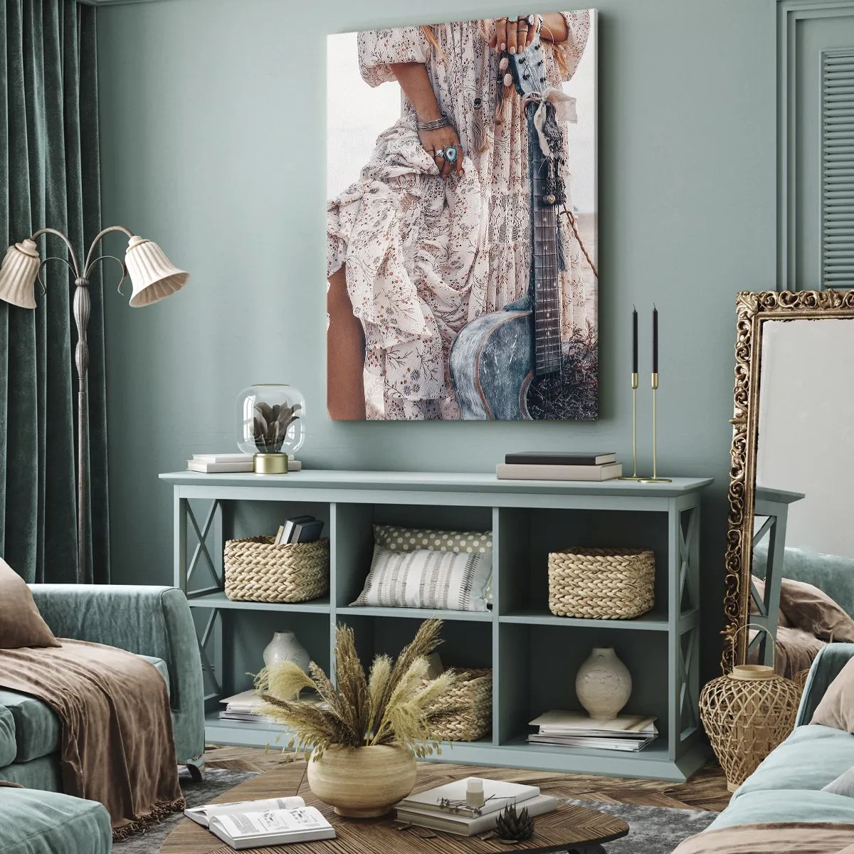 Impression sur toile - Image sur toile - Enfant de fleur en route - 45x80 cm