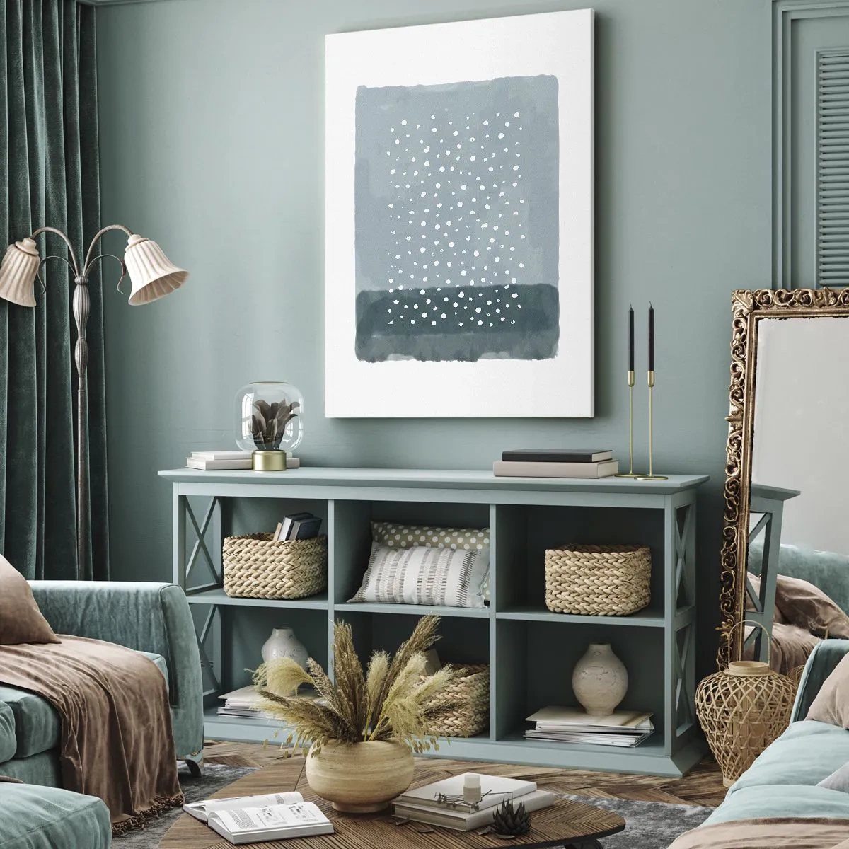 Impression sur toile - Image sur toile - Évolution de bleus - 65x120 cm