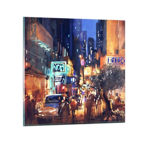 Impression sur verre - Image sur verre - Et la ville ne dort pas - 30x30 cm