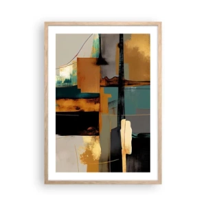 Affiche dans un chêne clair - Poster - Abstraction – lumière et ombre - 50x70 cm