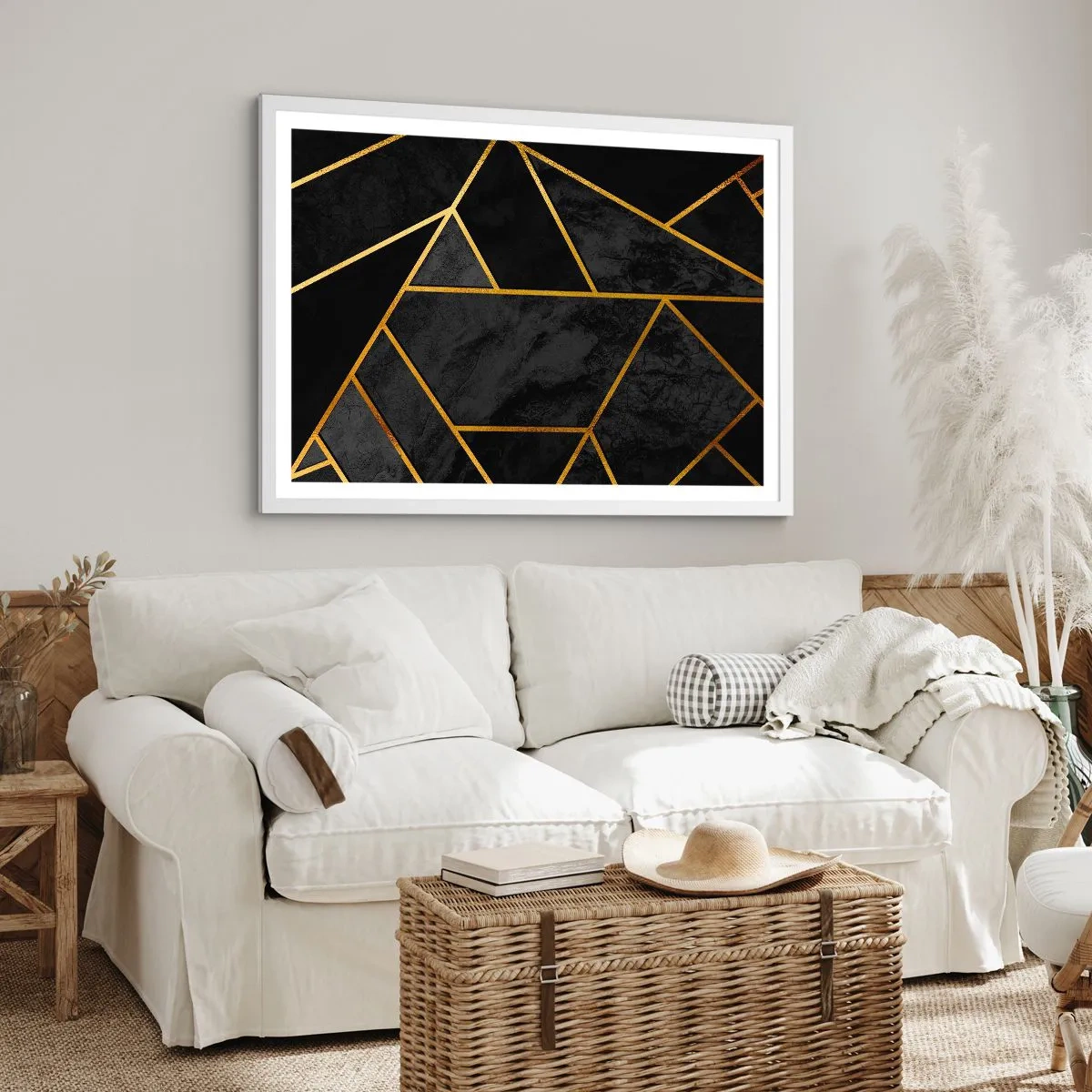 Affiche dans un cadre blanc - Poster - Obscurité et éclat - 50x40 cm