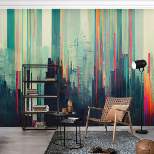 Papier Peint Photo Premium Canvas - Ville futuriste - Abstraction, Technologie, Ville - 300x210 cm