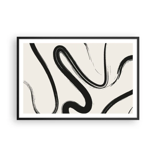Affiche dans un cadre noir - Poster - Fantaisie en noir et blanc - 91x61 cm