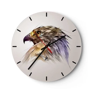 Horloge murale - Pendule murale - Portrait stylisé d'un aigle avec des détails expressifs - 30x30cm - Portrait d'un guerrier - Décoration murale moderne pour le salon, la cuisine et la chambre ARTTOR