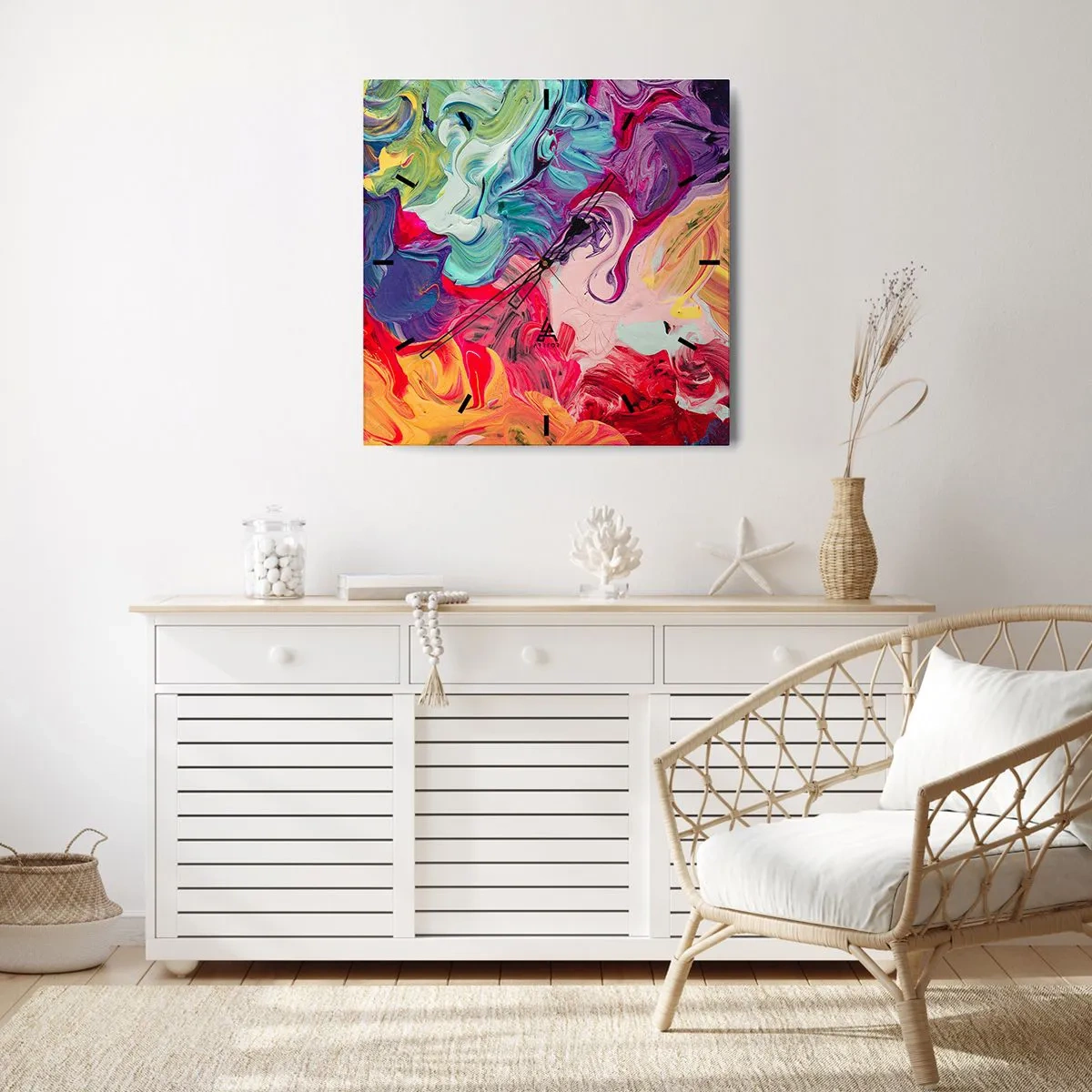 Horloge murale - Pendule murale - La naissance des couleurs - 30x30 cm