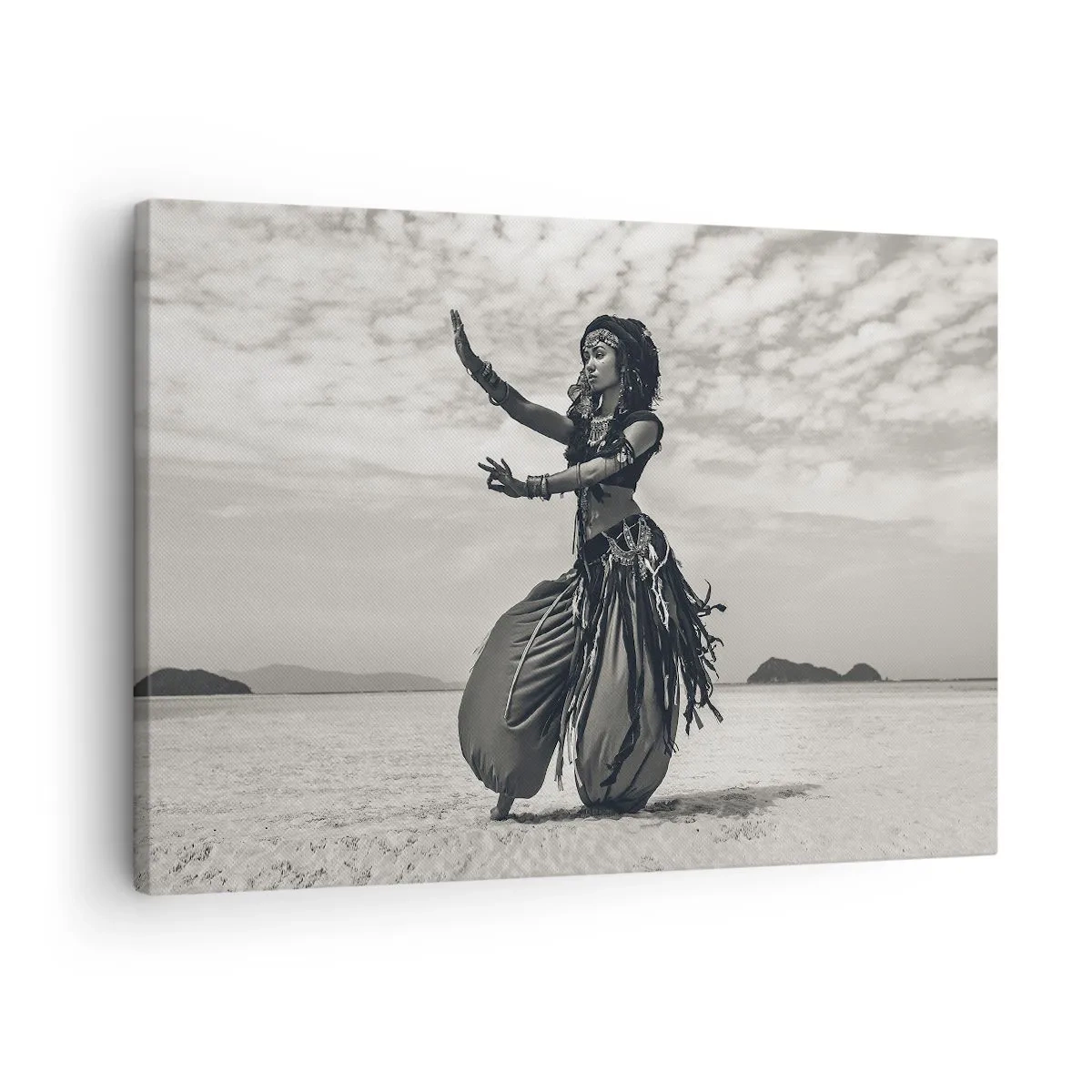 Impression sur toile - Image sur toile - Danseuse exotique sur fond de désert - 70x50cm - Danse des îles du sud - Décoration murale moderne pour le salon et la chambre ARTTOR