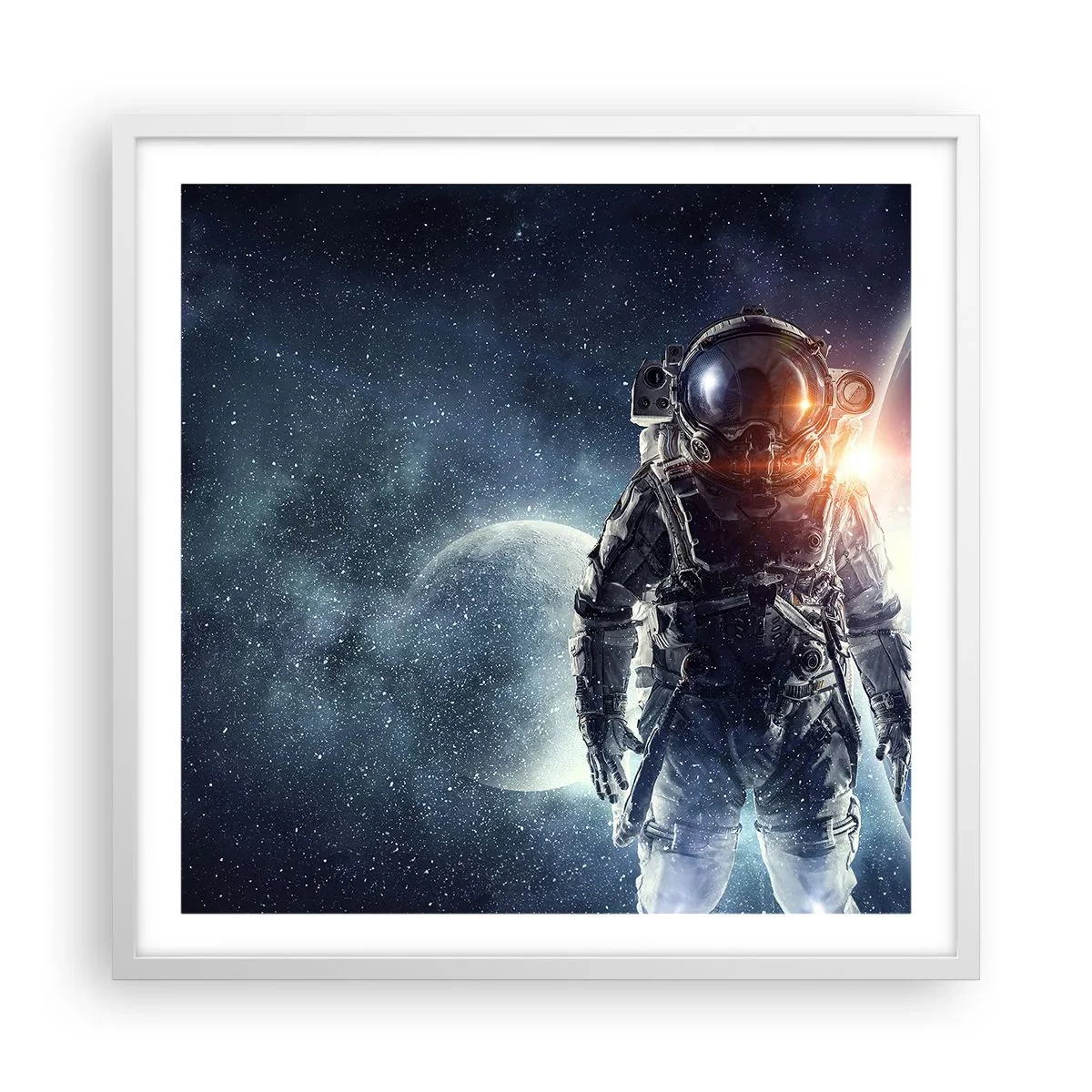 Affiche dans un cadre blanc - Poster - Aventure spatiale - 60x60 cm