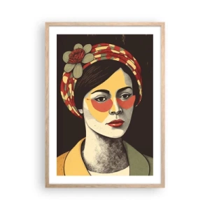 Affiche dans un chêne clair - Poster - Dame Corail - 50x70 cm