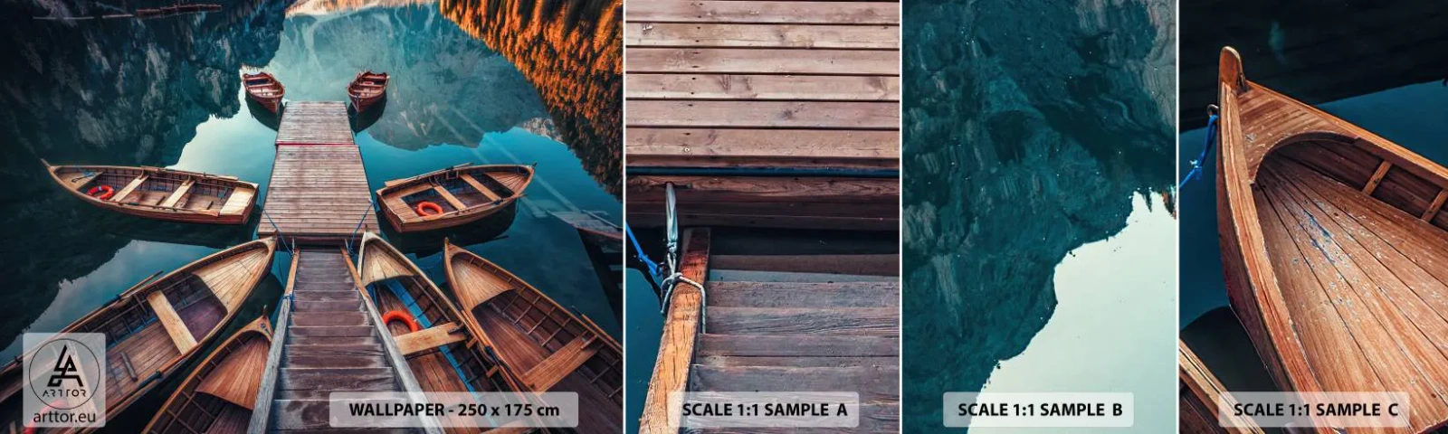 Échantillon de Papier Peint Autocollant Deluxe Sticker - J'attends à la marina - Paysage, Lac, Tyrol - 100x30 cm