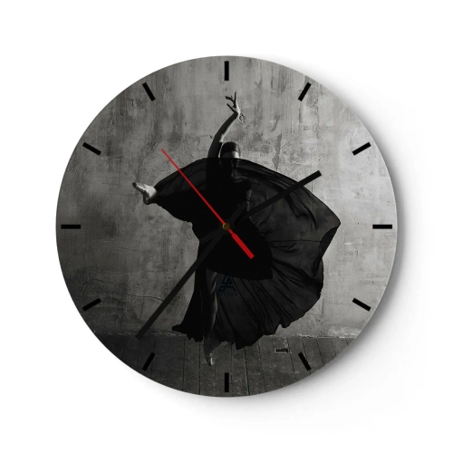 Horloge murale - Pendule murale - Une danseuse noire dans une pose dynamique contre un mur brut. - 30x30cm - Pas plein de passion - Décoration murale moderne pour le salon, la cuisine et la chambre ARTTOR
