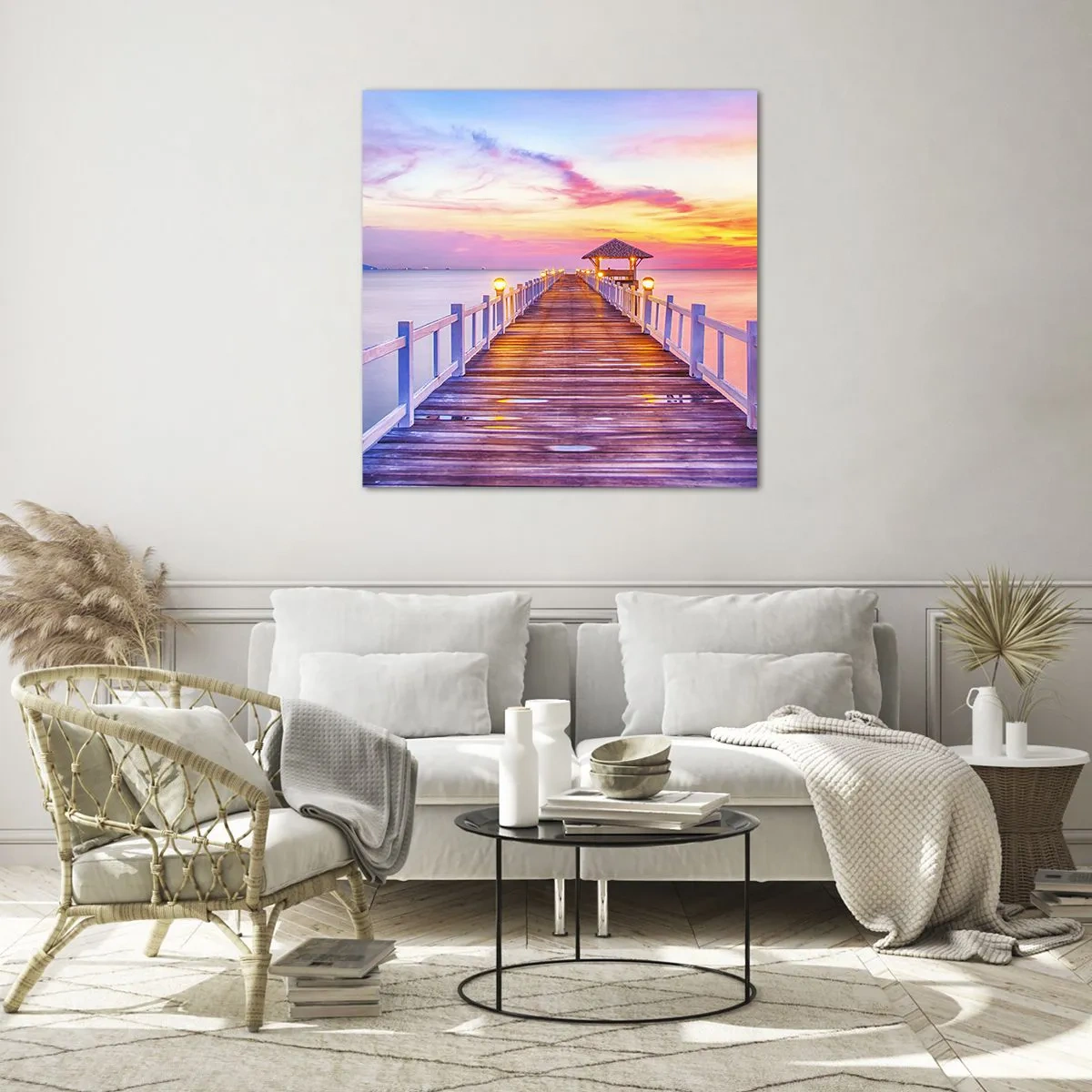 Impression sur verre - Image sur verre - Le silence lilas-doré du soir - 70x70 cm