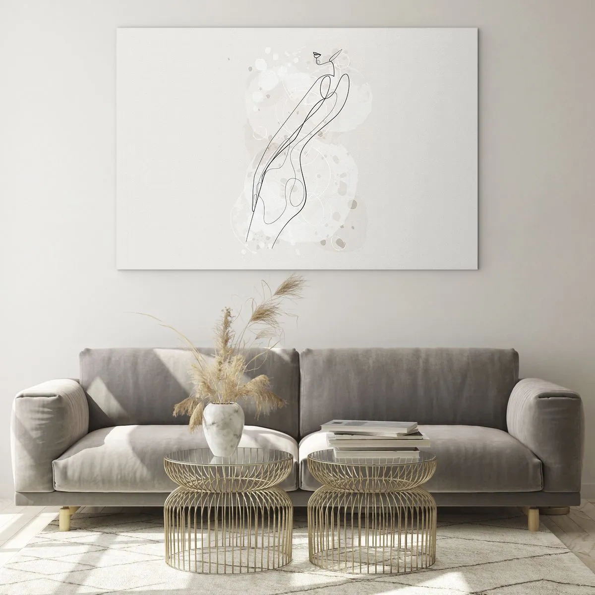 Impression sur verre - Image sur verre - Silhouette profilée d'une femme dans des tons beiges - 70x50cm - Trompe l'oeil - Décoration murale moderne pour le salon et la chambre ARTTOR