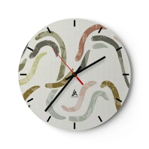 Horloge murale - Pendule murale - Coups de pinceau organiques dans des tons terreux - 30x30cm - Une joyeuse danse de l'abstraction - Décoration murale moderne pour le salon, la cuisine et la chambre ARTTOR