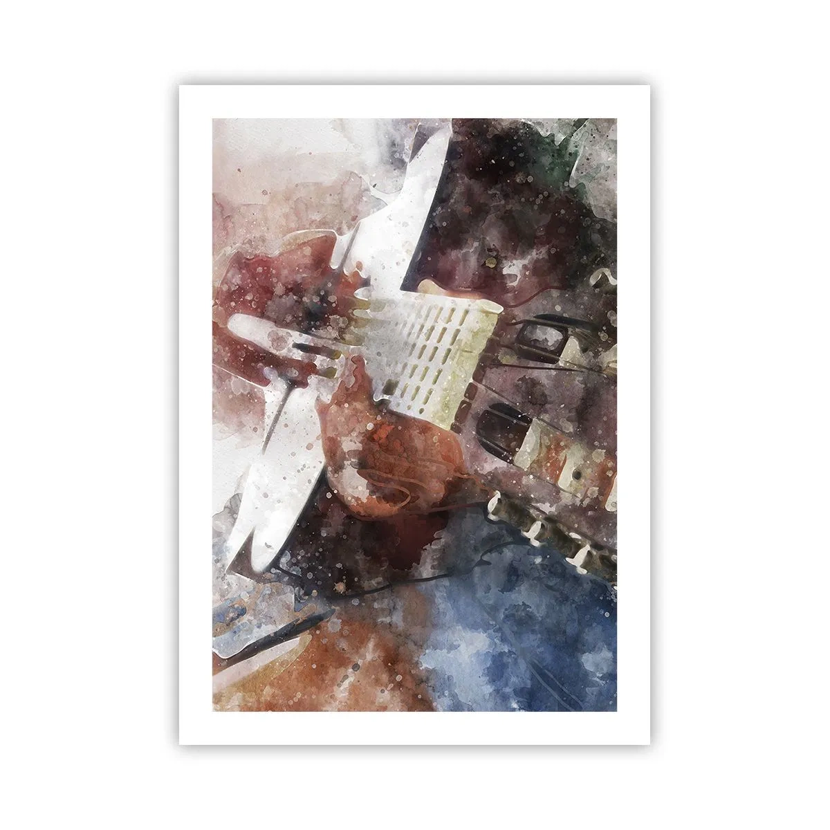 Affiche - Poster - Représentation artistique d'une guitare dans un style aquarelle - 50x70cm - Et qu'en pensez-vous ? - Décoration murale moderne pour le salon et la chambre ARTTOR