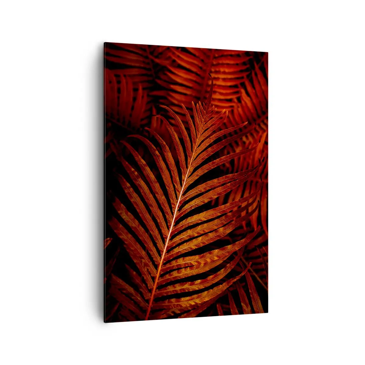 Impression sur toile - Image sur toile - Gros plan de feuilles tropicales rouges - 80x120cm - Chaleur de la vie - Décoration murale moderne pour le salon et la chambre ARTTOR