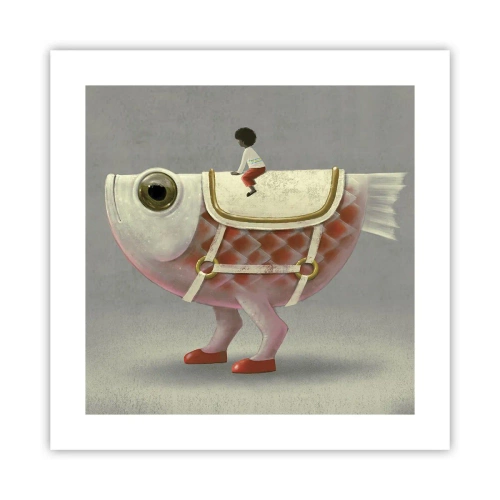 Affiche - Poster - Le cavalier poisson - 40x40 cm