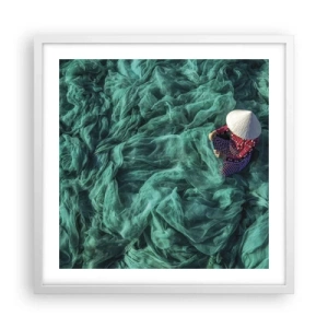 Affiche dans un cadre blanc - Poster - Dans une mer de filet - 50x50 cm