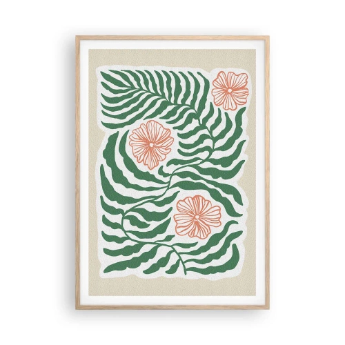 Affiche dans un chêne clair - Poster - Fleurit en vert - 70x100 cm