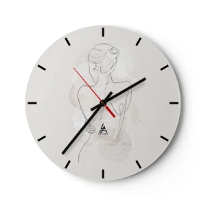 Horloge murale - Pendule murale - Une silhouette minimaliste d'une femme sur un fond clair - 30x30cm - Comme un instrument sensible - Décoration murale moderne pour le salon, la cuisine et la chambre ARTTOR