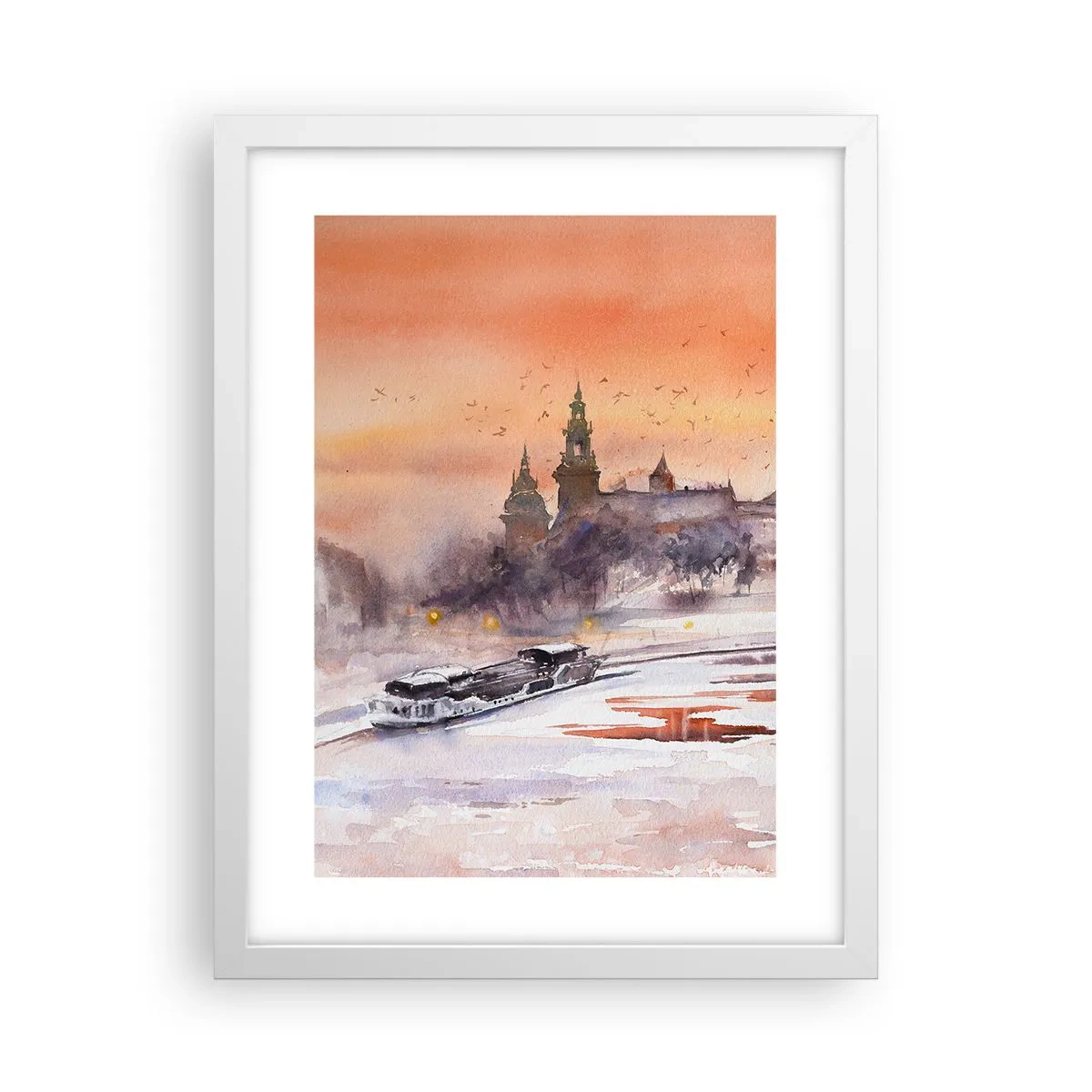 Affiche dans un cadre blanc - Poster - Coucher de soleil royal - 30x40 cm