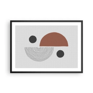 Affiche dans un cadre noir - Poster - Formes géométriques dans les tons de marron et de noir - 70x50cm - Perfection de la roue - Décoration murale moderne pour le salon et la chambre ARTTOR