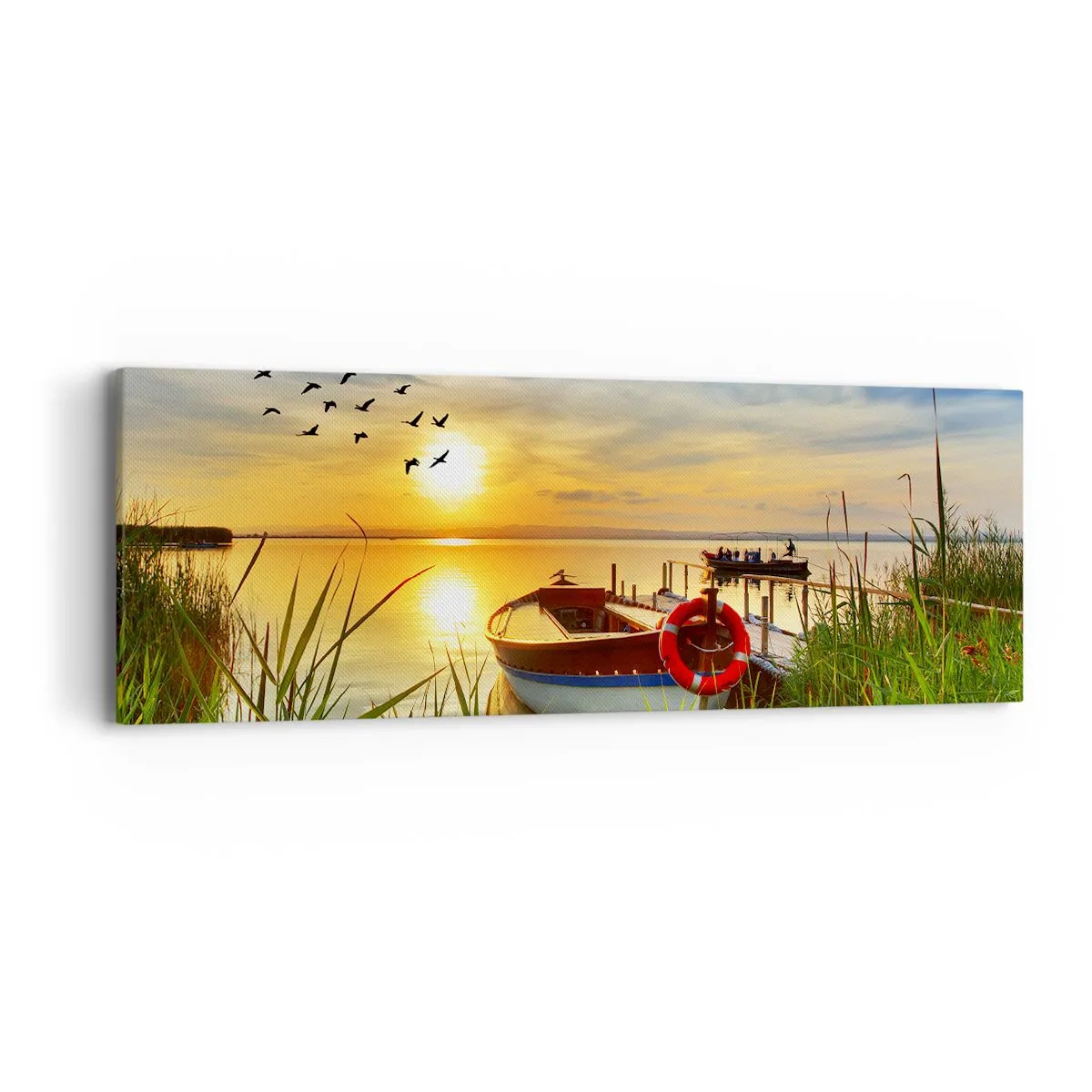 Impression sur toile - Image sur toile - Les cormorans s'envolent déjà - 90x30 cm