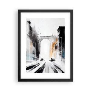 Affiche dans un cadre noir - Poster - Étude de ville : architecture et mouvement - 30x40 cm