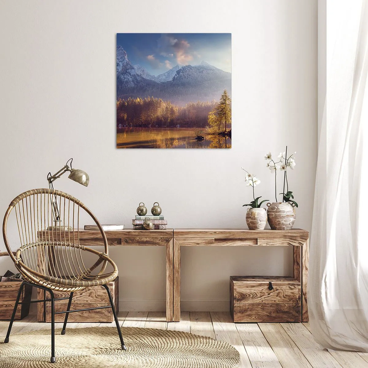 Impression sur toile - Image sur toile - Dans les montagnes et les vallées - 70x70 cm