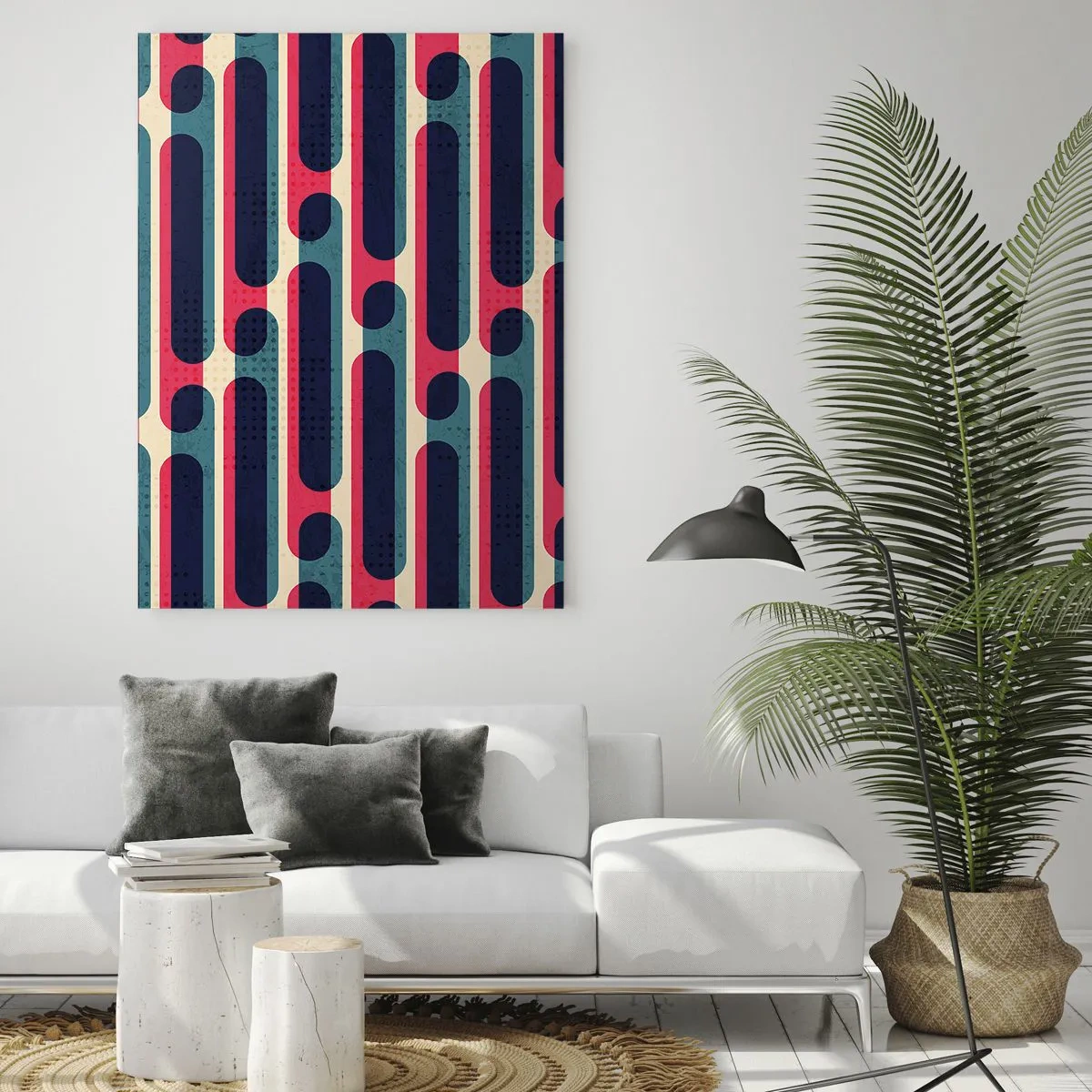 Impression sur verre - Image sur verre - Motif géométrique rétro aux couleurs pastel - 70x100cm - En profondeur et sur l'avant - Décoration murale moderne pour le salon et la chambre ARTTOR