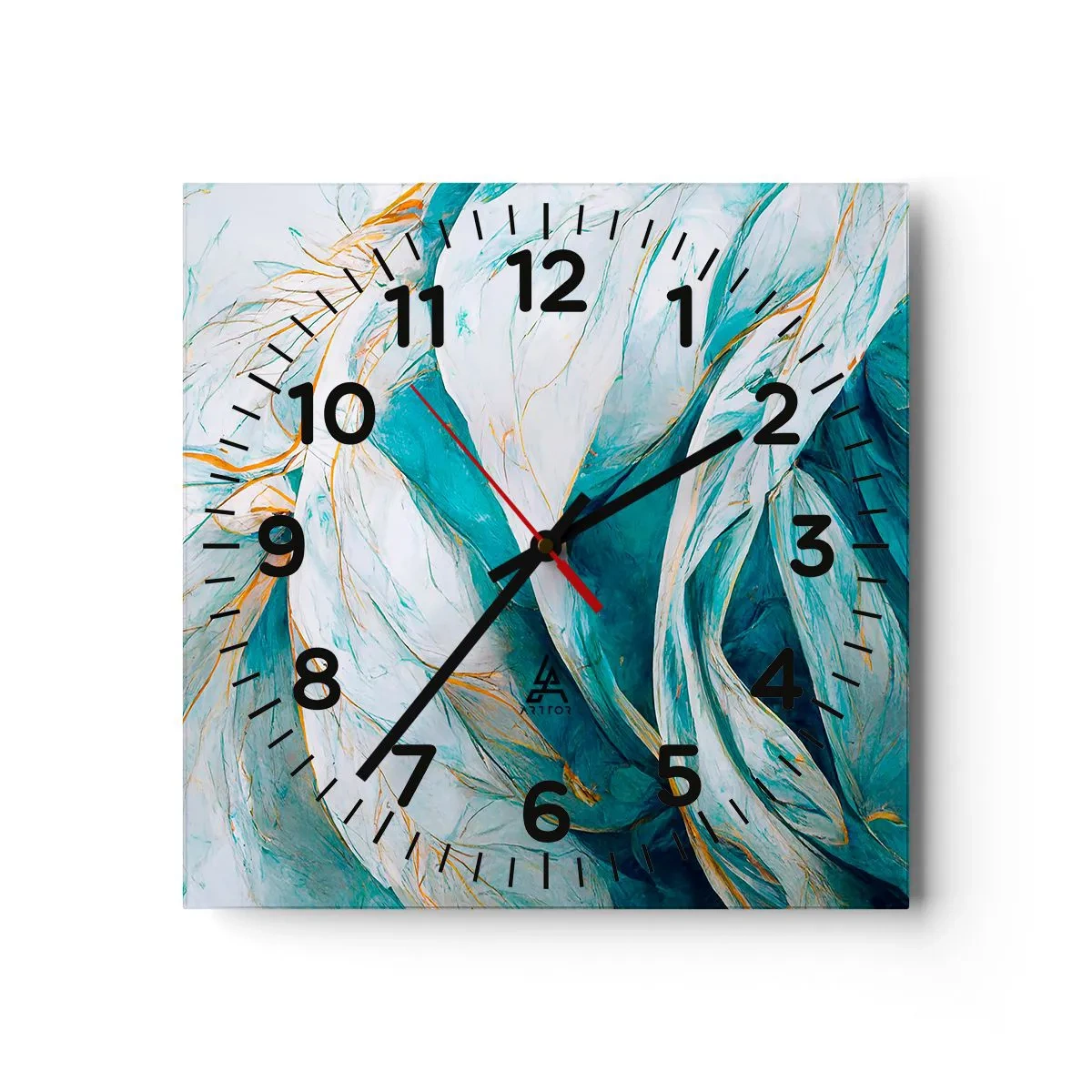 Horloge murale - Pendule murale - Abstraction bleue avec un motif doré - 30x30 cm