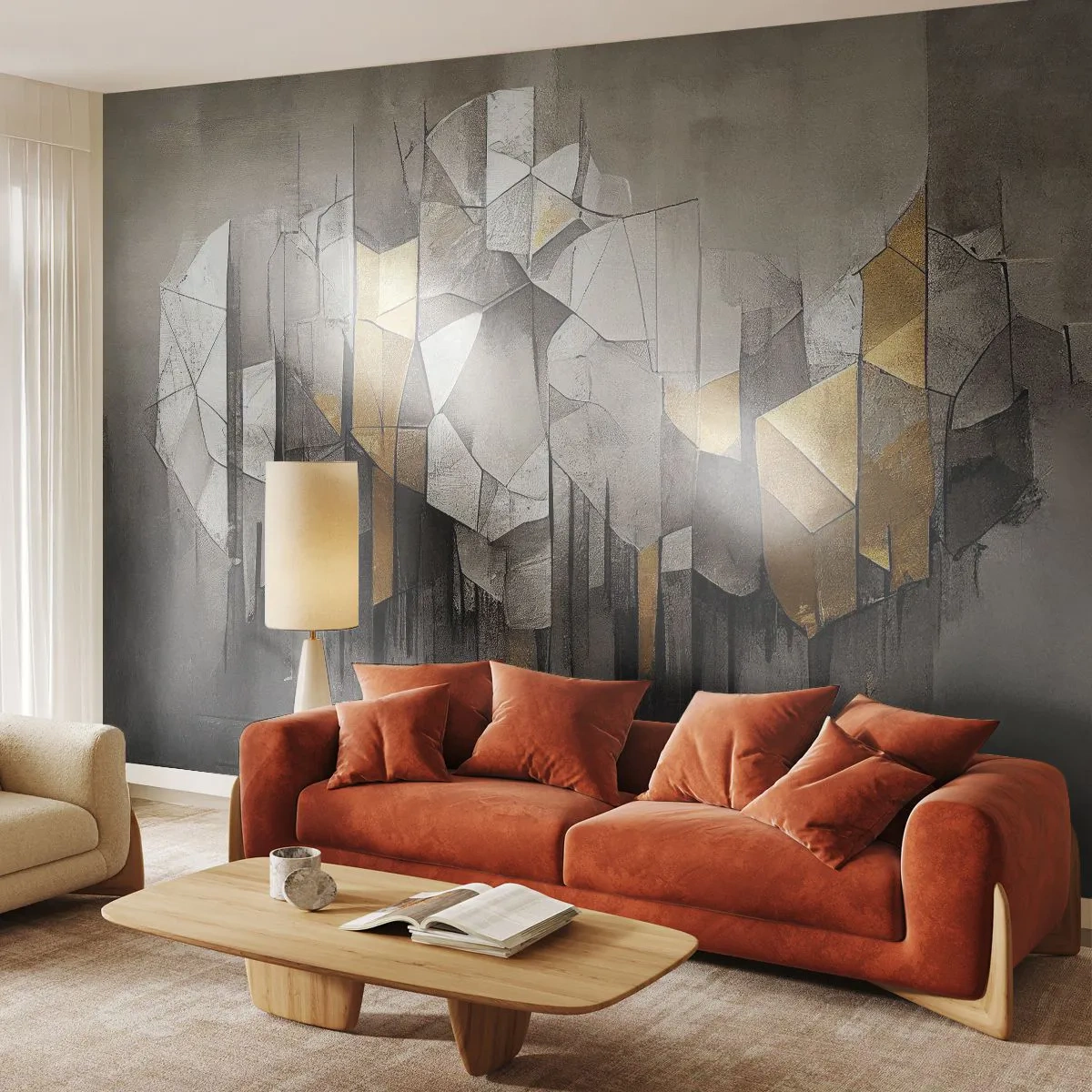 Papier Peint Photo Premium Canvas - Composition de glace et de lumière - Abstraction, Morceau, Art Déco - 250x175 cm