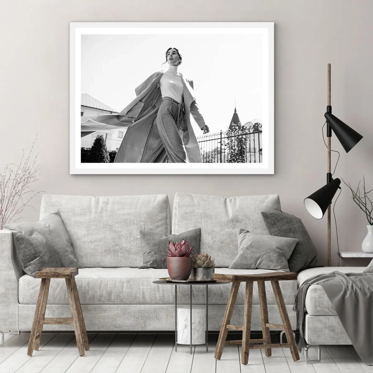 Affiche dans un cadre blanc - Poster - Tu viens avec moi? - 91x61 cm