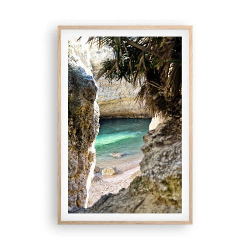 Affiche dans un chêne clair - Poster - Baie turquoise - 61x91 cm