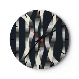 Horloge murale - Pendule murale - Motif rayé noir et beige avec effet optique - 30x30cm - Une tentative de briser l'obscurité - Décoration murale moderne pour le salon, la cuisine et la chambre ARTTOR