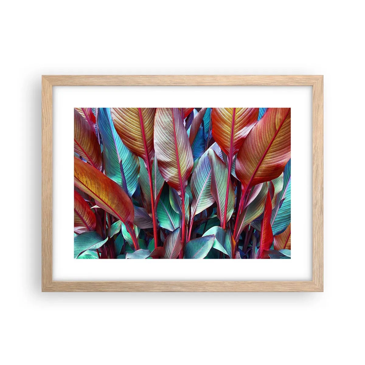 Affiche dans un chêne clair - Poster - Un fourré coloré - 40x30 cm